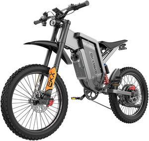 EKX X21 MAX Electric Motorcycle for Adults 6000W(Peak) Motor Electric Dirt Bike with 60V 30AH Removable Battery, 19" x2 MTB Tire Full Suspension Mountain Bicycle, 52MPH/60Mile, Dual Hydraulic Shock