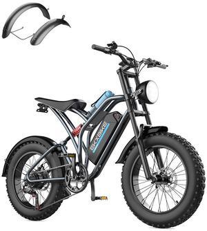 EKX T1 1000W Electric Bike, 20" Fat Tire, 48V 20AH Removable Lithium Battery, Max Speed 31MPH, Shimano 7-Speed, Front Fork Suspension,Sonw spoked wheel