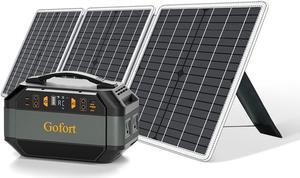 GOFORT 330W Portable Power Station, 299Wh Solar Generator Backup Power Compatible with 60W 18V Portable Solar Panel, Foldable Solar Charger with USB, 18V DC, QC 3.0 Output