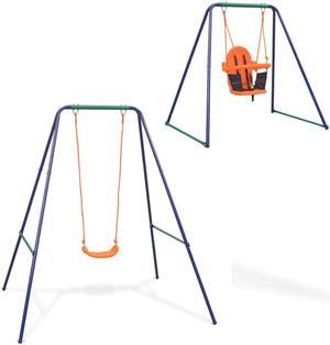 2-in-1 Single Swing and Toddler Swing Orange