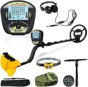 10inch Professional Metal Detector, Metal Detectors  New Metal Detector Discrimination Mode Waterproof LCD Metal Finder Treasures Seeking Tool with Shovel ,Bag ,Headphone And Head LampXH