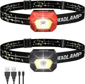 SGODDE 2PCS Five Modes Induction Headlamp USB Rechargeable Adjustable IPX65 Waterproof Outdoor Cycling Climbing Lighting