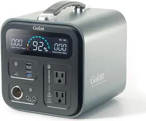GOFORT Portable Power Station, 550Wh Solar Generator With 600W (Peak 1200W) 110V AC Outlets, 120W 12V DC, QC3.0&TypeC, SOS Flashlight, Backup Power Lithium Battery Pack For Outdoor RV/Van Camping CPAP
