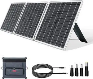 GOFORT 60W 18V Portable Solar Panel, Foldable Solar Charger with USB, 18V DC, QC 3.0 Output, Compatible with Solar Generator Power Station Phones Laptops Tablet for Outdoor RV Van Camping