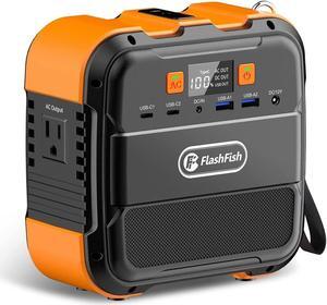 Flashfish 120W Portable Power Station, 98Wh/26400mAh Solar Generator Backup Power Battery Pack With AC/DC/Type-c/USB/Flashlight, 110V Power Bank For Charging Laptop Phone Tablet In Camping RV Van Trip