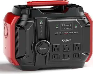 GOFORT Portable Power Station 540Wh/500W(Peak 1000W) 6 x AC 110V Outlets PD 60W Portable Solar Generator CPAP Battery Power Outage Supplies Emergency Backup Power for Outdoor RV/Van Camping Fishing