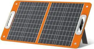 60W 18V Portable Solar Panel, Flashfish Foldable Solar Charger with 5V USB 18V DC Output Compatible with Portable Generator, Smartphones, Tablets and More