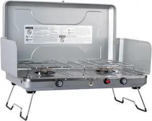 Outdoor Propane Camping Stove;  20; 000 BTUs Portable Camping Stove with 2 Burners;  Easy to Clean;  Camp Stove for Car Camping;  Tailgating;  BBQ;  Picnics and Emergency Use