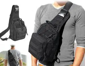 Men Backpack Tactical Sling Bag Chest Shoulder Body Molle Day Pack Pouch Black