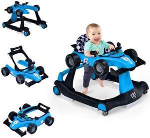 4-in-1 Foldable Activity Push Walker with Adjustable Height-Blue