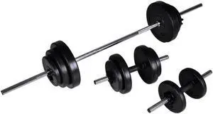 Adjustable Dumbbell and Barbell Weight - Lifting Set 67.2 lb, Gripsize approx 5.7 inch barbell and 3.9 inch dumbbell, Weight disc Polyethylene - casting