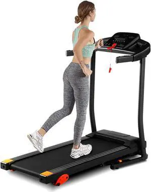 Home folding treadmill, 15 preset programs, with LED display panel, with MP3/USB playback function, black.
