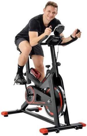 Chromed Flywheel, Silent Belt Drive Indoor Cycle Bike with Leather Resistance Pad