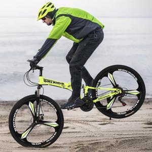 27.5in Folding Mountain Bike Shimanos 21 Speed Bicycle Full Suspension MTB Bikes - yellow