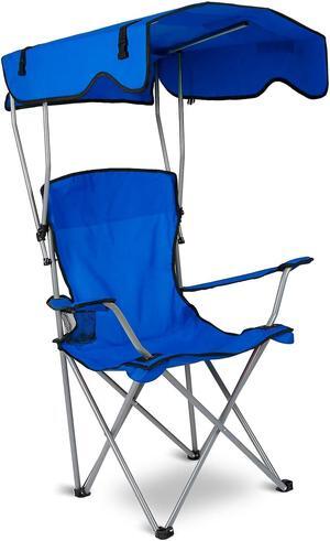 Foldable Beach Canopy Chair Sun Protection Camping Lawn Canopy Chair 330LBS Load Folding Seat - Blue