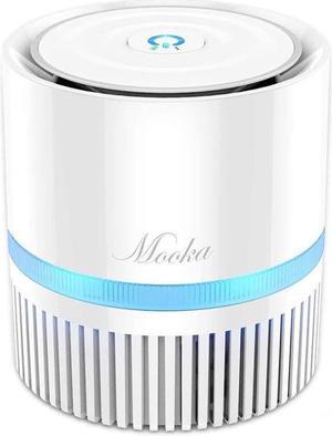 MOOKA Air Purifier for Home, 3-in-1 True HEPA Filter Air Cleaner for Bedroom and Office, Odor Eliminator for Allergies and Pets, Smoke, Dust, 3D Filtration, Night Light