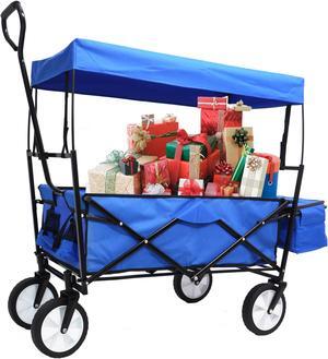 Garden Shopping Beach Cart folding wagon (Blue)