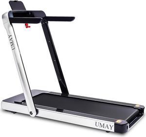 Folding Treadmill for Home with 4 inch LCD Display; 2.0 HP Motorized Running Machine with SPAX APP Control Bluetooth Speaker & phone Holder; Capacity 198