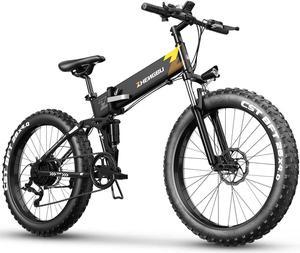 Ebike for Adults 26'' Fat Tire Ebike,Detachable Lithium Battery 48V 10Ah,21MPH Adult Electric Bicycles,Dual Shock Absorber Shimano 7 Speed Road Beach Snow Electric Bike