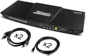 TESmart Dual Monitor KVM Switch HDMI 2 Computers 2 Monitors| Extended Display, 4K 3840*2160@60Hz, Hotkey Switching, Support HDR 10, HDCP 2.2, With audio and USB 2.0 port