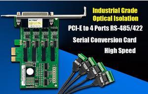 UOTEK Industrial PCIE to 4-Port RS485 RS422 Serial Card PCI-E to RS-485 RS-422 High Speed Converter Adapter DR44 Connector Optical Isolation 1.2Km Transmission Distance 4U UT-794I