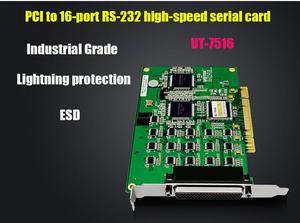 UOTEK Industrial PCI to RS232 Serial Card 16-Port RS-232 Serial Expansion Card Serial Cable 9pin COM Port HDR78 Female Connector UT-7516