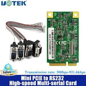 UOTEK Industrial Mini PCI-E to RS-232 Serial Card PCIE to RS232 4 Port High Speed Converter DB9 ESD Anti-lightning  RTS/CTS XON/XOFF UT-7784B Support Win2000/XP/Vista/Win7/NT4.0/CE 4.2/5.0/6.0/Vxworks