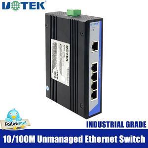 UOTEK Industrial Grade 10/100M 5 Ports Unmanaged Ethernet Switch DIN-rail without Power Supporting Full-duplex or Half-duplex Auto MDI/MDI-X UT-6405