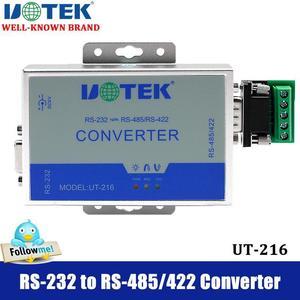 UOTEK RS232 to RS485 RS422 Converter RS-485 RS-422 to RS-232 Adapter DB9 Com Connector RJ45 Port 600W Lightning Surge Protection UT-216