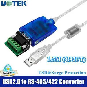UOTEK 4.9FT USB to RS485 RS422 Converter Adapter with FTDI Chip RS-485 RS-422 to USB Cable DB9 Connector Support USB2.0 Win10/8/7/XP/Vista/Mac System UT-890A