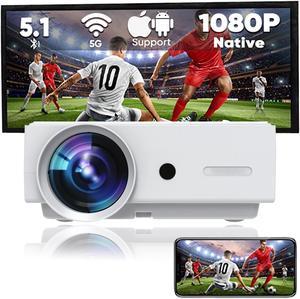 UOTEK Portable Projector HD WiFi2.4G/5G Android/iOS LED Wireless Home Projector 1080P LCD 300 Lumens