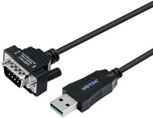 UOTEK 1.5M USB2.0 to RS232 Converter Line Black USB2.0 9 Pin Adapter USB To RS-232 Conversion Serial Cable DB9 Connector with ±15KV ESD Protection UT-883