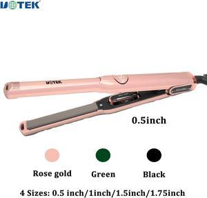 UOTEK Hair Straightener 1/2 Inch Small Flat Iron Ionic Salon Hair Flat Iron 0.5" with PTC Heating Plate for Short Hair Pencil Straightener rose gold