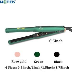UOTEK Hair Straightener 1/2 Inch Small Flat Iron Ionic Salon Hair Flat Iron 0.5" with PTC Heating Plate for Short Hair Pencil Straightener Green