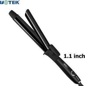 UOTEK 1.1 inch Curling Iron with Clipped Ceramic Barrel Long Barrel Curling Iron for Long Hair Large Waves Hair Curler Making Professional Salon Hairstyle Hair Curling Wand Black MF-2028-BK-28mm