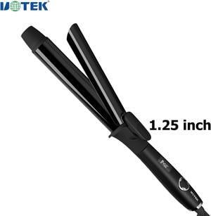 UOTEK 1.25 inch Curling Iron with Clipped Ceramic Barrel for Long Hair Large Waves Hair Curler Making Professional Salon Hairstyle in Home & Travel Dual Voltage Curling Iron Black MF-2028-BK-32mm