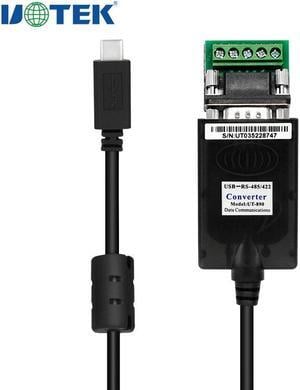 UOTEK 4.9FT Type C Cable USB-C to RS-485 RS-422 Converter 1.5M RS485 RS422 Adpater 5Pin DB9 Connector with FT232 Magnetic Ring Terminal Blocks UT-890-TC