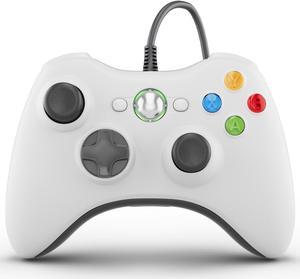PC Controller, Wired Controller for Xbox 360/PC, 71 in/1.8m USB cable , Double Vibration-White