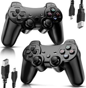 ISHAKO 2 Pack Wireless Controller for PS3,Wireless Controller /Dual Motor/6-axis motion sensor/USB Charging Cable,(Black)