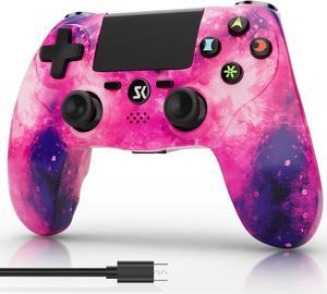 ISHAKO Wireless Controller For PS4/PC Windows,Double Shock,6-Axis Gyro Sensor,800mAh Battery -Pink