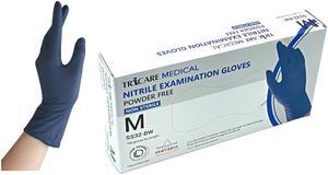TRICARE MEDICAL Nitrile Exam Gloves, Low Derma, 3.5 Mil, Berry Blue, Box of 100 Medium