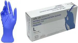 TRICARE MEDICAL Nitrile Exam Gloves, Low Derma, 4.7 Mil, Blue, Box of 100 Large