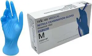 TRICARE MEDICAL Nitrile Exam Gloves, Chemo Drug Tested, 4.3 Mil, Blue, Box of 100 Medium