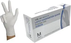 TRICARE MEDICAL Latex Exam Gloves, Powder-free, 5.5 Mil, White, Box of 100 Medium