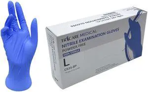 TRICARE MEDICAL Nitrile Exam Gloves, Chemo Drug Tested, 4.3 Mil, Deep Blue, Box of 100 Large