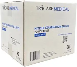 TRICARE MEDICAL Nitrile Exam Gloves, Chemo Drug Tested, 4.3 Mil, Deep Blue, Case of 1000 XL