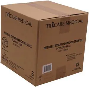 TRICARE MEDICAL Nitrile Exam Gloves, Low Derma, 3.5 Mil, Berry Blue, Case of 1000 Small