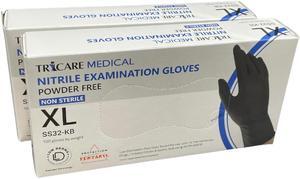 TRICARE MEDICAL Nitrile Exam Gloves, Low Derma, 3.5 Mil, Berry Black, 2 Boxes of 100 - XL