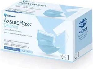 MEDICOM AssureMask Balance ASTM Level 1 Disposable Face Masks, Pack of 50 - Blue