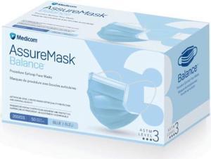 MEDICOM AssureMask Balance ASTM Level 3 Disposable Face Masks, Pack of 50 - Blue